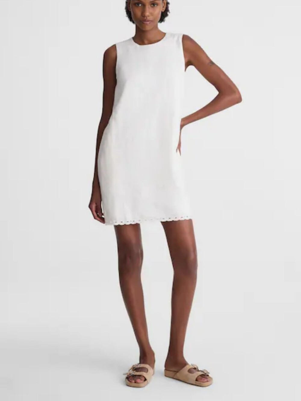 Madewell Mini Shift Dress in 100% Linen Size XS Ivory NZ503